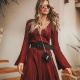 Thassia Naves veste Galeria Tricot Vestido Madri Marsala - Look do dia - lookdodia.com